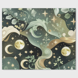 Presentpapper - Salvia Grön Celestial Moon