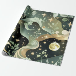 Presentpapper - Salvia Grön Celestial Moon