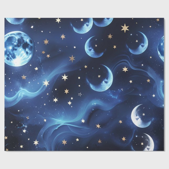 Presentpapper Sapphire Blue Celestial Moon (Platt)