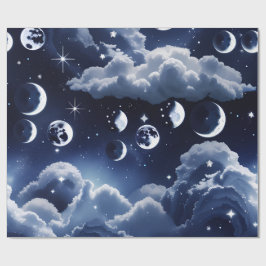 Presentpapper - Silver Celestial Moon Design