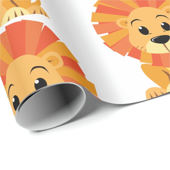 Presentpapper - Tecknad Lejon Sittande (Rullad Hörn)