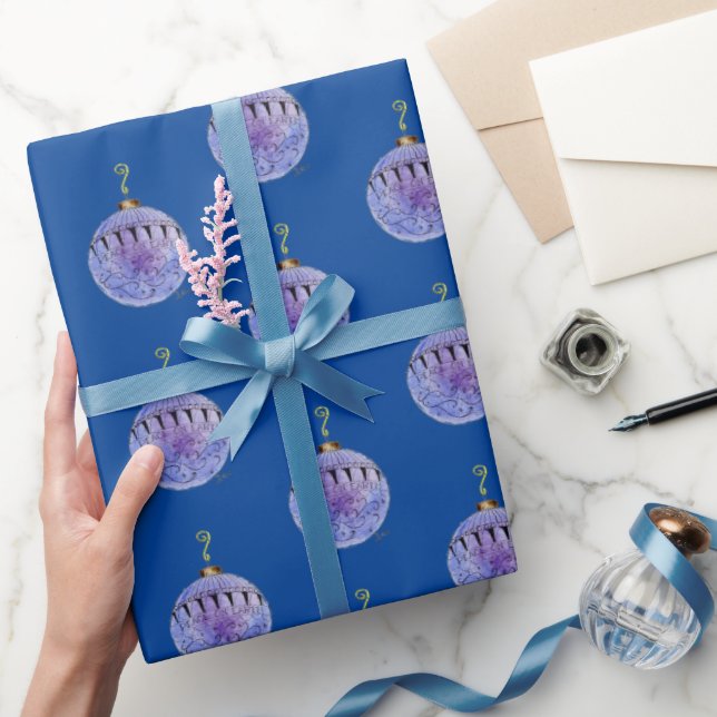 Presentpapper - Trädprydnad på mörkblå (Gifting)