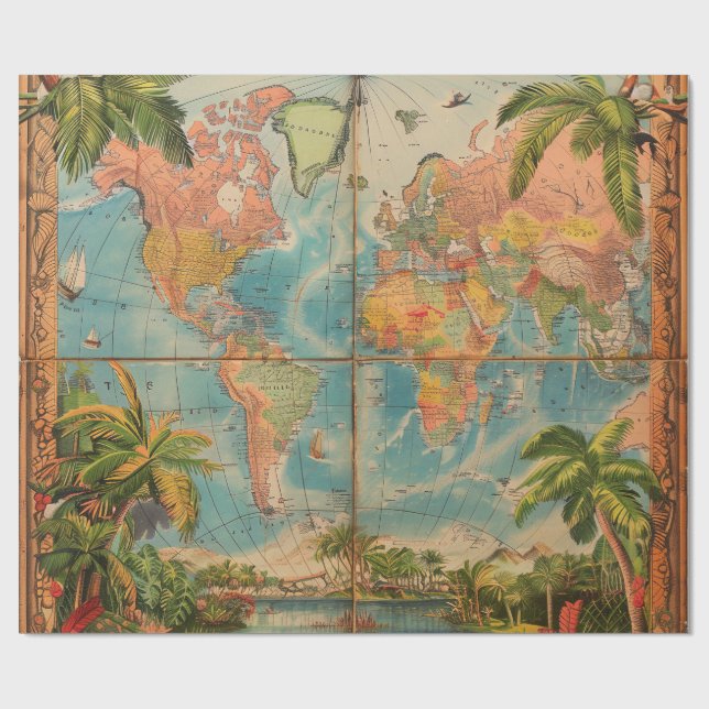 Presentpapper - Vintage Atlas Presentpapper (Platt)