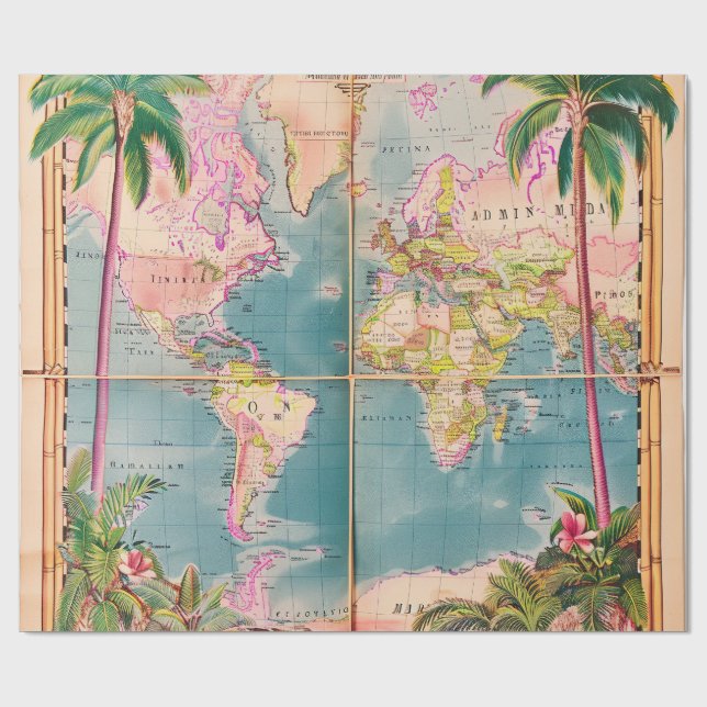 Presentpapper - Vintage Atlas Presentpapper (Platt)
