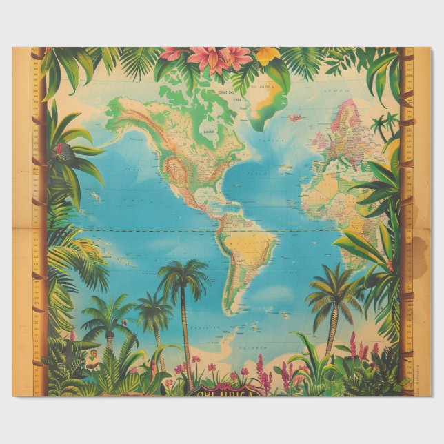 Presentpapper - Vintage Atlas Presentpapper (Platt)
