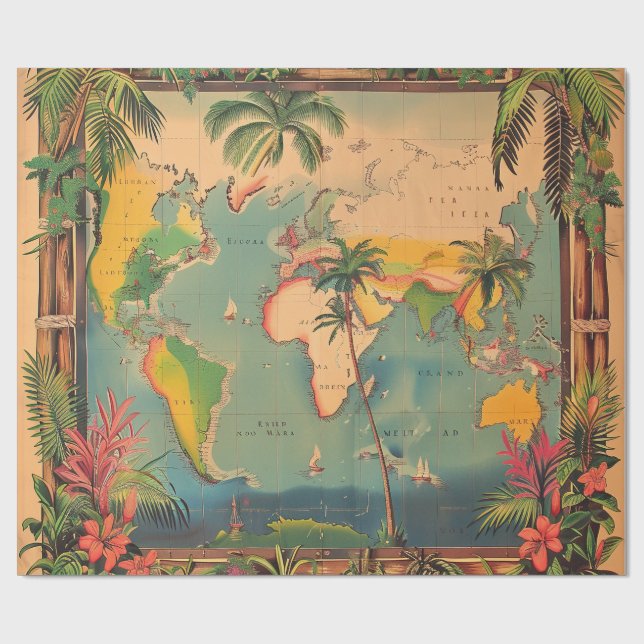 Presentpapper - Vintage Atlas Presentpapper (Platt)