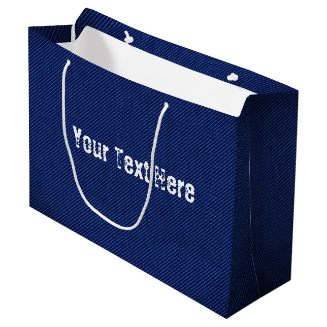 Presentpåse i falska blå jeans med anpassad textna (Framsidan Vinklad)