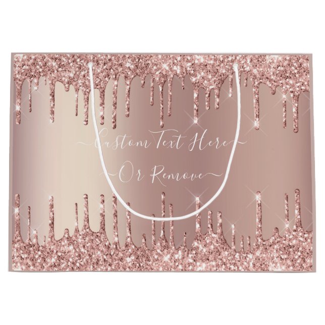 Presentpåse i rose gold glitter med anpassad text (Framsidan)