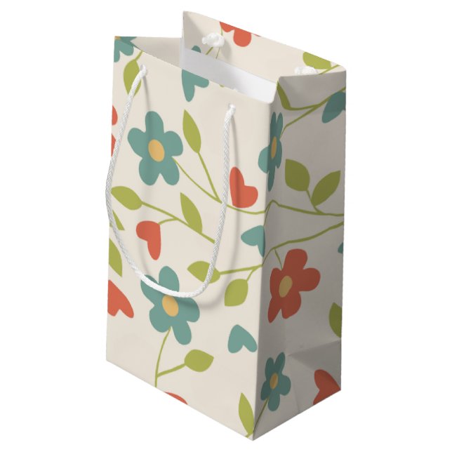 Presentpåse med blommönster (Baksidan Vinklad)