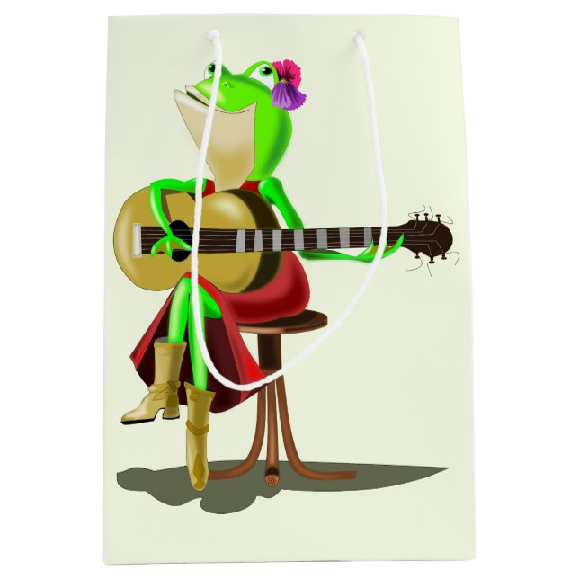 Presentpåse med groda som spelar gitarr (Framsidan)