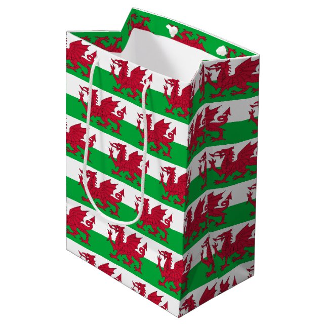 Presentpåse med Wales flagga (Framsidan Vinklad)