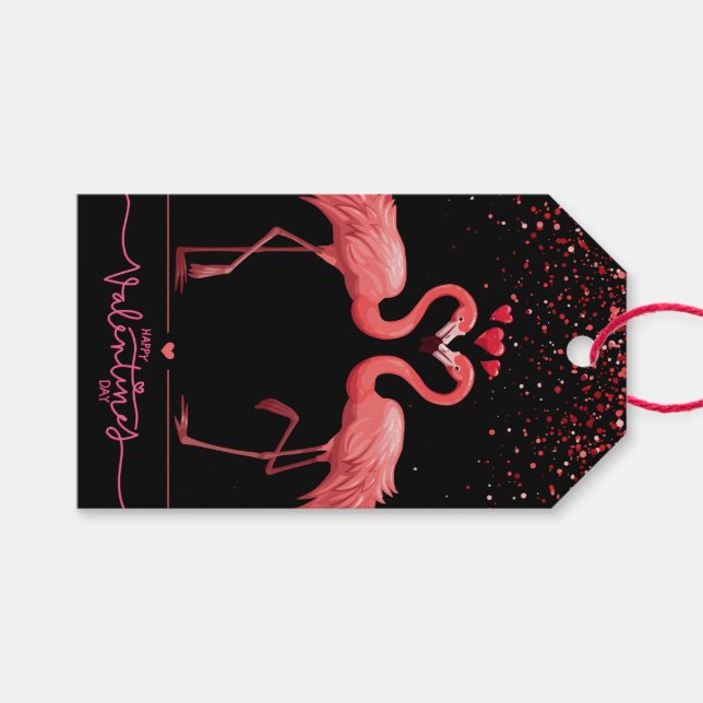 Presentpåse - Rosa Flamingo Presentetikett (Framsidan (Horisontell))