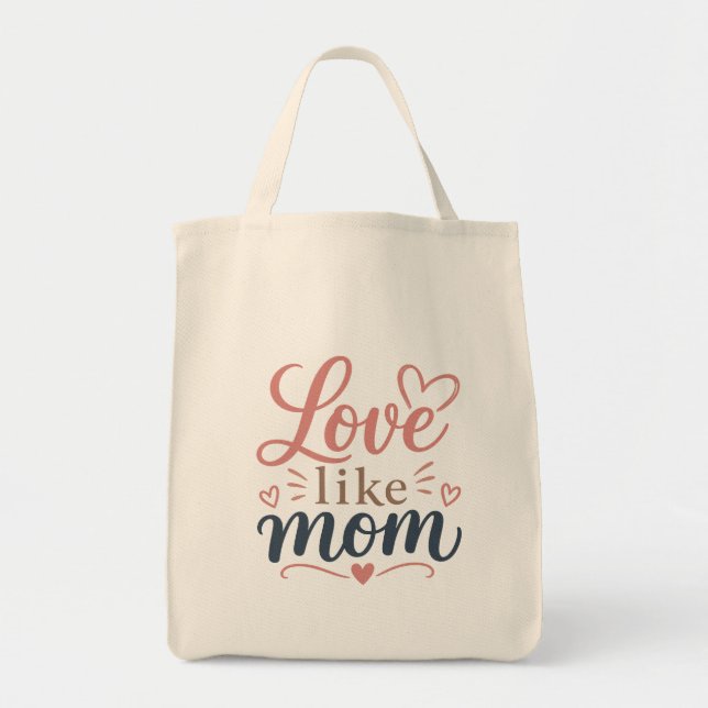 Presentpåse till mamma - kärlek som mamma - mors d tygkasse (Framsidan)