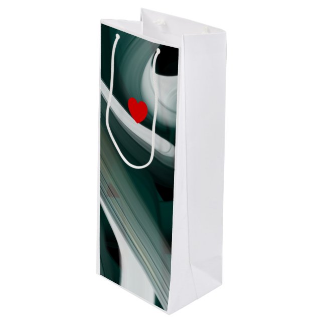 Presentpåse Trend Abstrakt Konst Svart Vitt Grönt (Framsidan Vinklad)