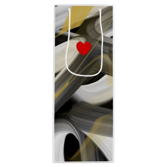 Presentpåse Trend Abstrakt Konst Svart Vitt Guld (Framsidan)