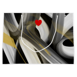 Presentpåse Trend Abstrakt Konst Svart Vitt Guld