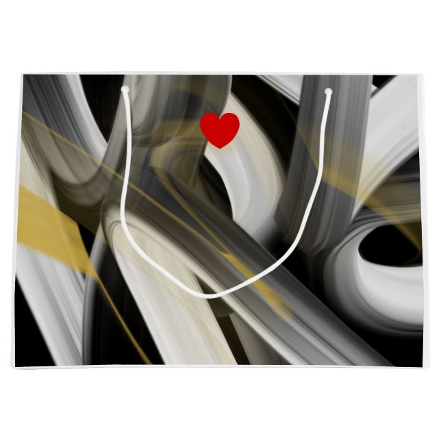 Presentpåse Trend Abstrakt Konst Svart Vitt Guld (Framsidan)