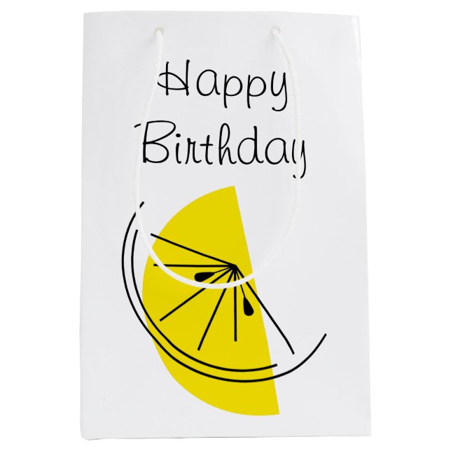 Presentpåsmedium av Citrus Lemon Grattis på födels (Framsidan)