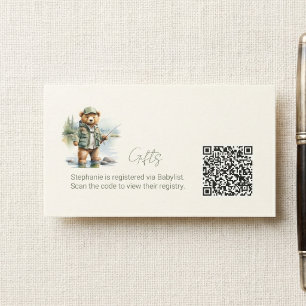 Presentregister QR-kod Söt fiskande teddybjörn Tilläggskort