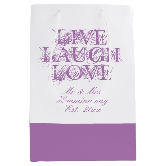 Presentsäck för gäster i Live Laugh Kärlek lavende (Framsidan)