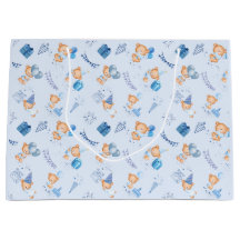 presentsäckar, babydusch, ljusblå