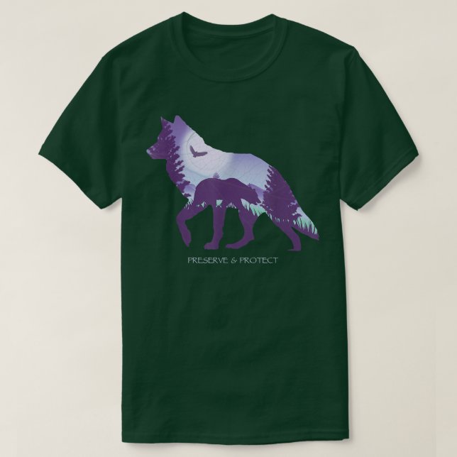 Preserve And Protect Wolf Eagle Bear  T Shirt (Design framsida)