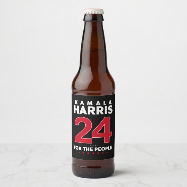 President 47 Kamala Harris 2024 Stöd Madame  Ölflaska Etikett (Framsida)