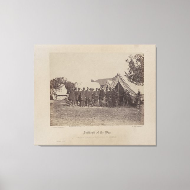 President Abe Lincoln om slaget fält i Antietam Canvastryck (Framsida)