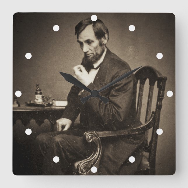 PRESIDENT ABRAHAM LINCOLN 1862 STEREOVIEW FYRKANTIG KLOCKA (Framsida)