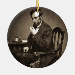 PRESIDENT ABRAHAM LINCOLN 1862 STEREOVIEW JULGRANSPRYDNAD KERAMIK