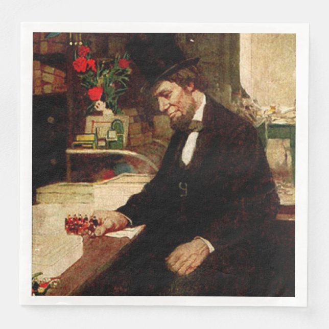 President Abraham Lincoln med Ro och Hat Pappersservett (Framsida)