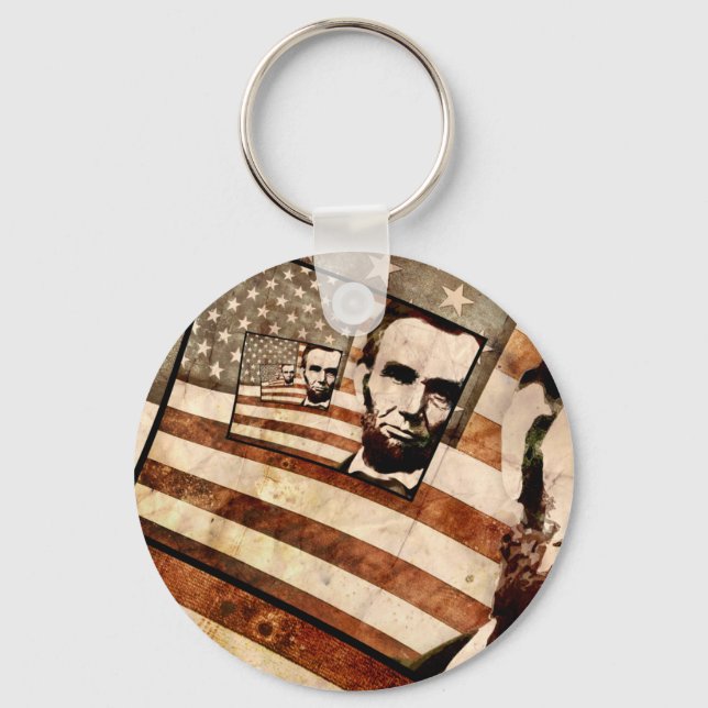 President Abraham Lincoln Patriotic Flagga Nyckelring (Framsida)