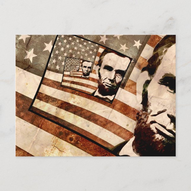 President Abraham Lincoln Patriotic Flagga Vykort (Framsida)