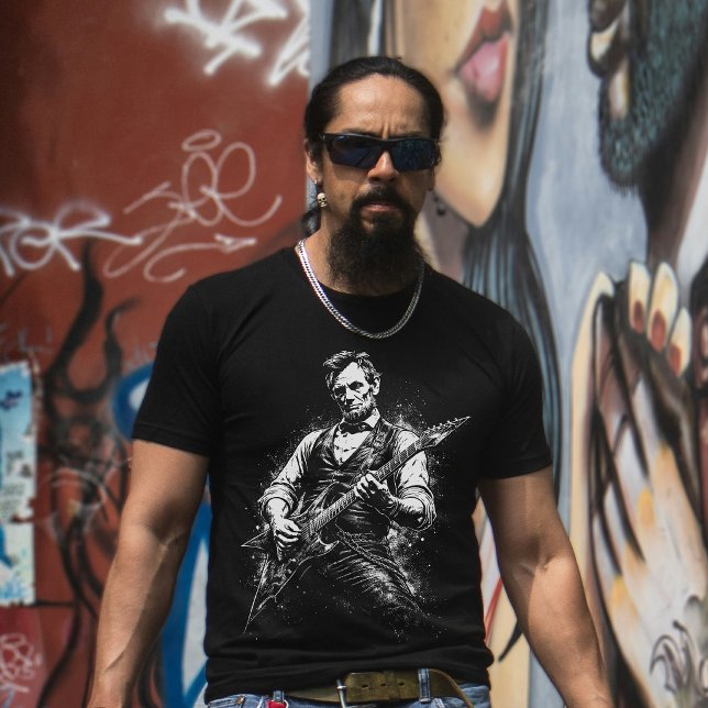 President Abraham Lincoln spelar gitarr T Shirt (Skapare uppladdad)