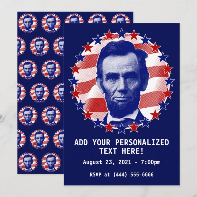 President Abraham Lincoln Stars och stripes Invita Inbjudningar (Fram/baksida)