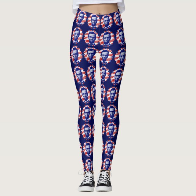 President Abraham Lincoln Stars och stripes Leggings (Framsida)