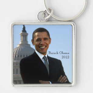 President Barack Obama 2012 Fyrkantig Silverfärgad Nyckelring