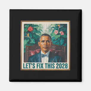 President Barack Obama 2028 Rtrait Patriotisk Dem Magnet