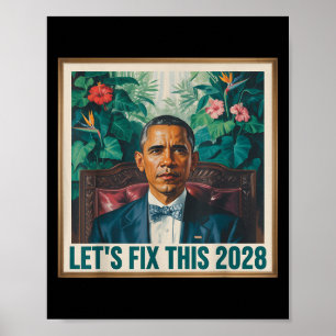 President Barack Obama 2028 Rtrait Patriotisk Demo Poster