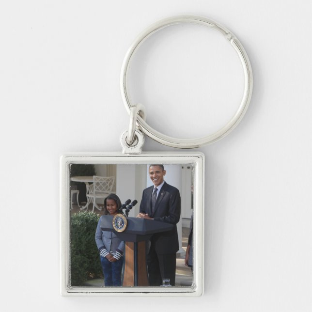 President Barack Obama benådar Fyrkantig Silverfärgad Nyckelring (Framsidan)