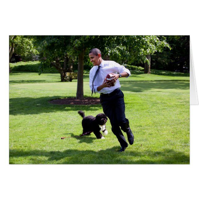 President Barack Obama & Bo Hälsningskort (Framsidan Horizontal)