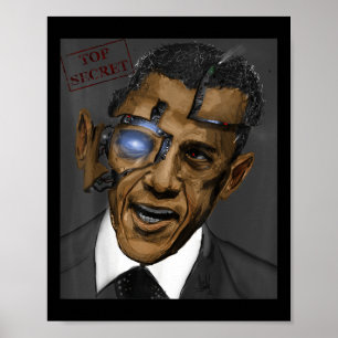 President Barack Obama Evil Coola Robot Poster