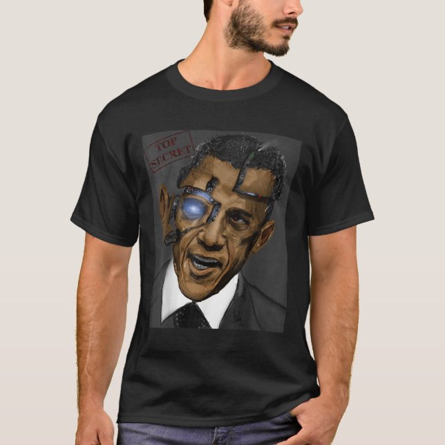 President Barack Obama Evil Coola Robot T Shirt (Framsida)