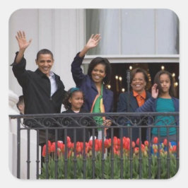 President Barack Obama & Family Fyrkantigt Klistermärke