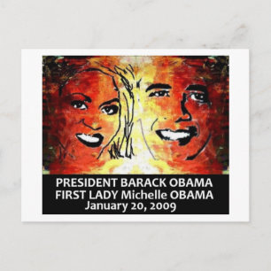 PRESIDENT BARACK OBAMA FÖRST DAM MICHELLE OBAMA VYKORT