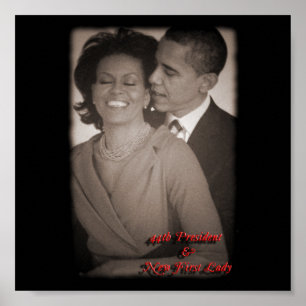 PRESIDENT BARACK OBAMA & FÖRSTA DAMAFFISCH POSTER