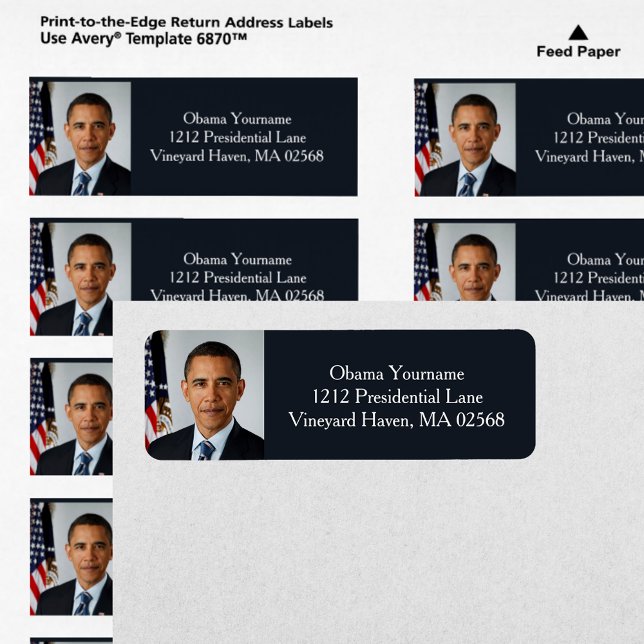 President Barack Obama, första termen Porträtt Adr Returadress Etikett (President Barack Obama First Term Portrait Address Label)