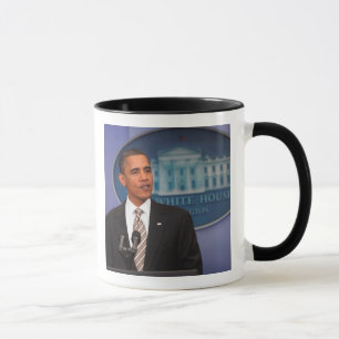 President Barack Obama gör ett tillkännagivande Mugg