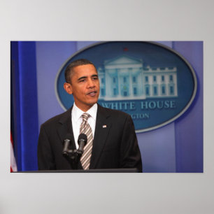 President Barack Obama gör ett tillkännagivande Poster