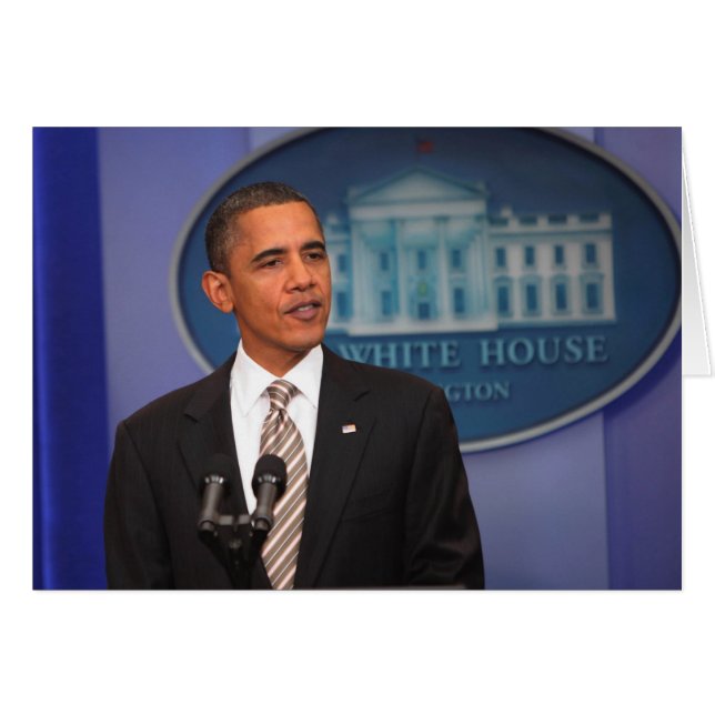 President Barack Obama gör ett uttalande Hälsningskort (Framsidan Horizontal)